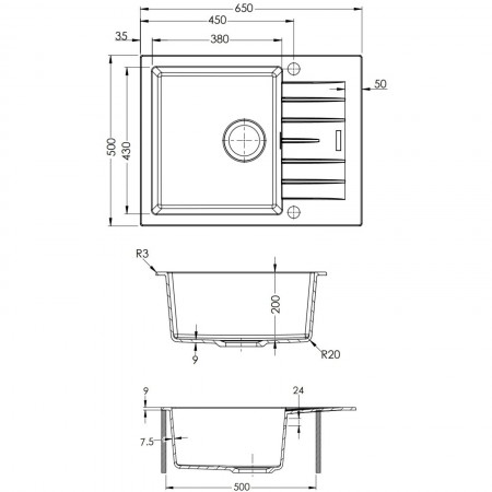 Кухонная мойка Fabiano Classic 65x50 Beige A-27
